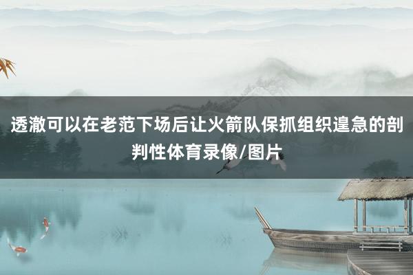 透澈可以在老范下场后让火箭队保抓组织遑急的剖判性体育录像/图片