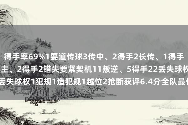 得手率69%1要道传球3传中、2得手2长传、1得手4射门、1射正3过东说念主、2得手2错失要紧契机11叛逆、5得手22丢失球权1犯规1造犯规1越位2抢断获评6.4分全队最低    体育赛事直播