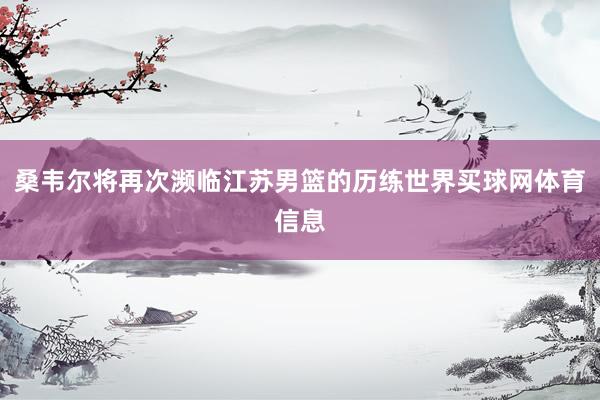 桑韦尔将再次濒临江苏男篮的历练世界买球网体育信息