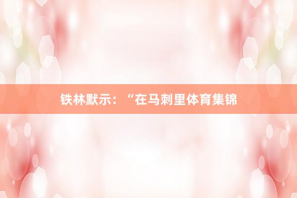 铁林默示:“在马刺里体育集锦