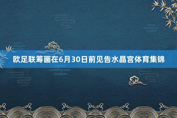 欧足联筹画在6月30日前见告水晶宫体育集锦