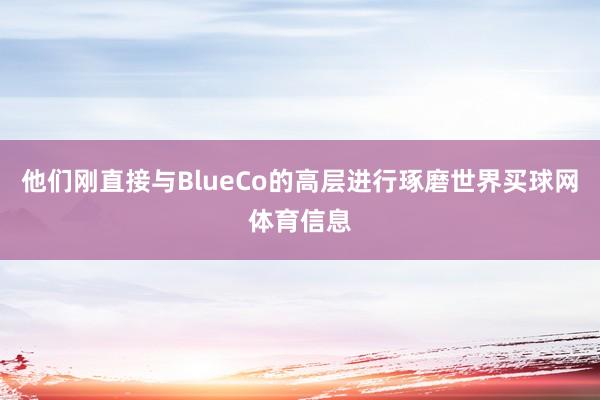 他们刚直接与BlueCo的高层进行琢磨世界买球网体育信息