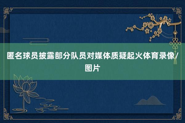 匿名球员披露部分队员对媒体质疑起火体育录像/图片