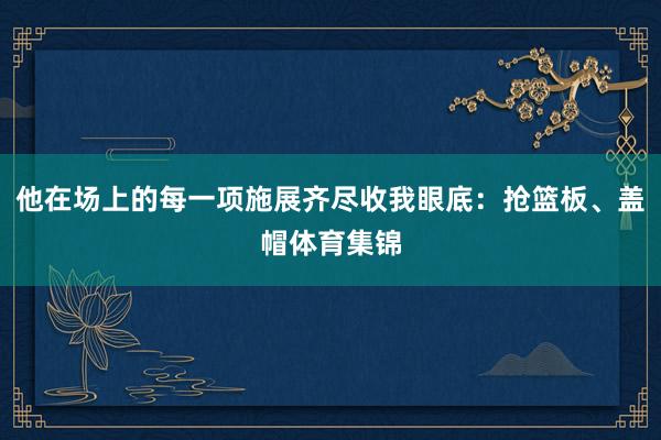 他在场上的每一项施展齐尽收我眼底：抢篮板、盖帽体育集锦