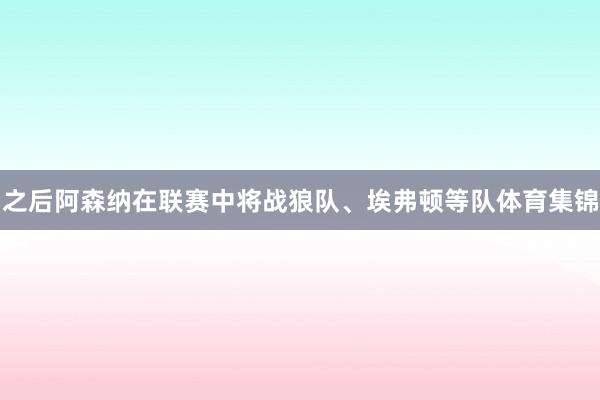之后阿森纳在联赛中将战狼队、埃弗顿等队体育集锦